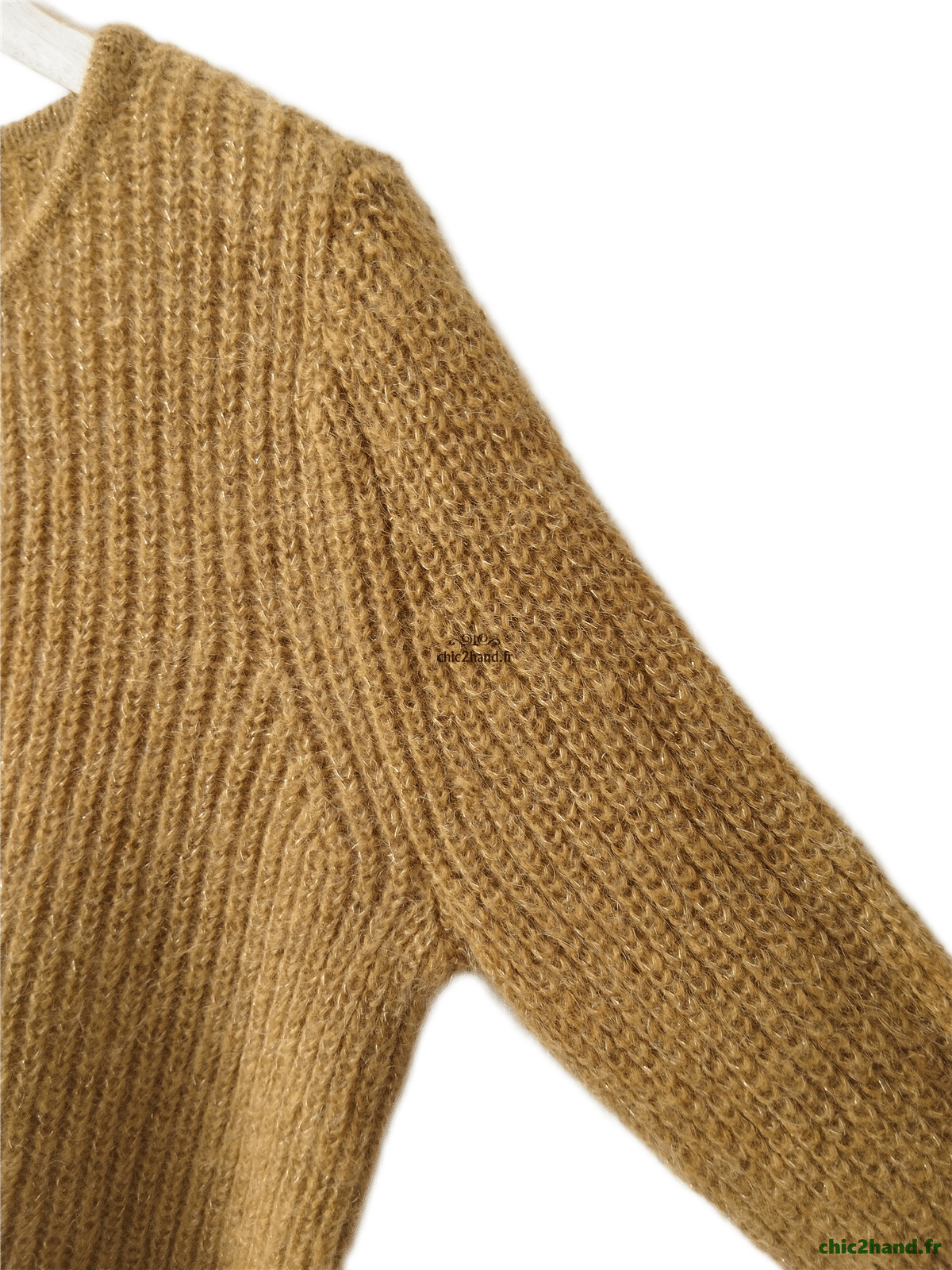 Gilet cardigan Des Petits Hauts barbella laine kid mohair lurex T1 moutarde doré Neuf – Image 6