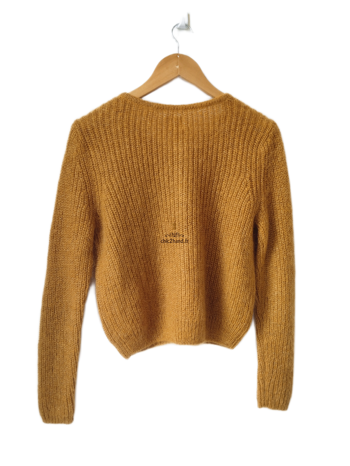 Gilet cardigan Des Petits Hauts barbella laine kid mohair lurex T1 moutarde doré Neuf – Image 7