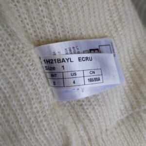 Gilet cardigan oversize épais doudou manches ballon laine mohair Ba&sh T1 blanc écru NEUF