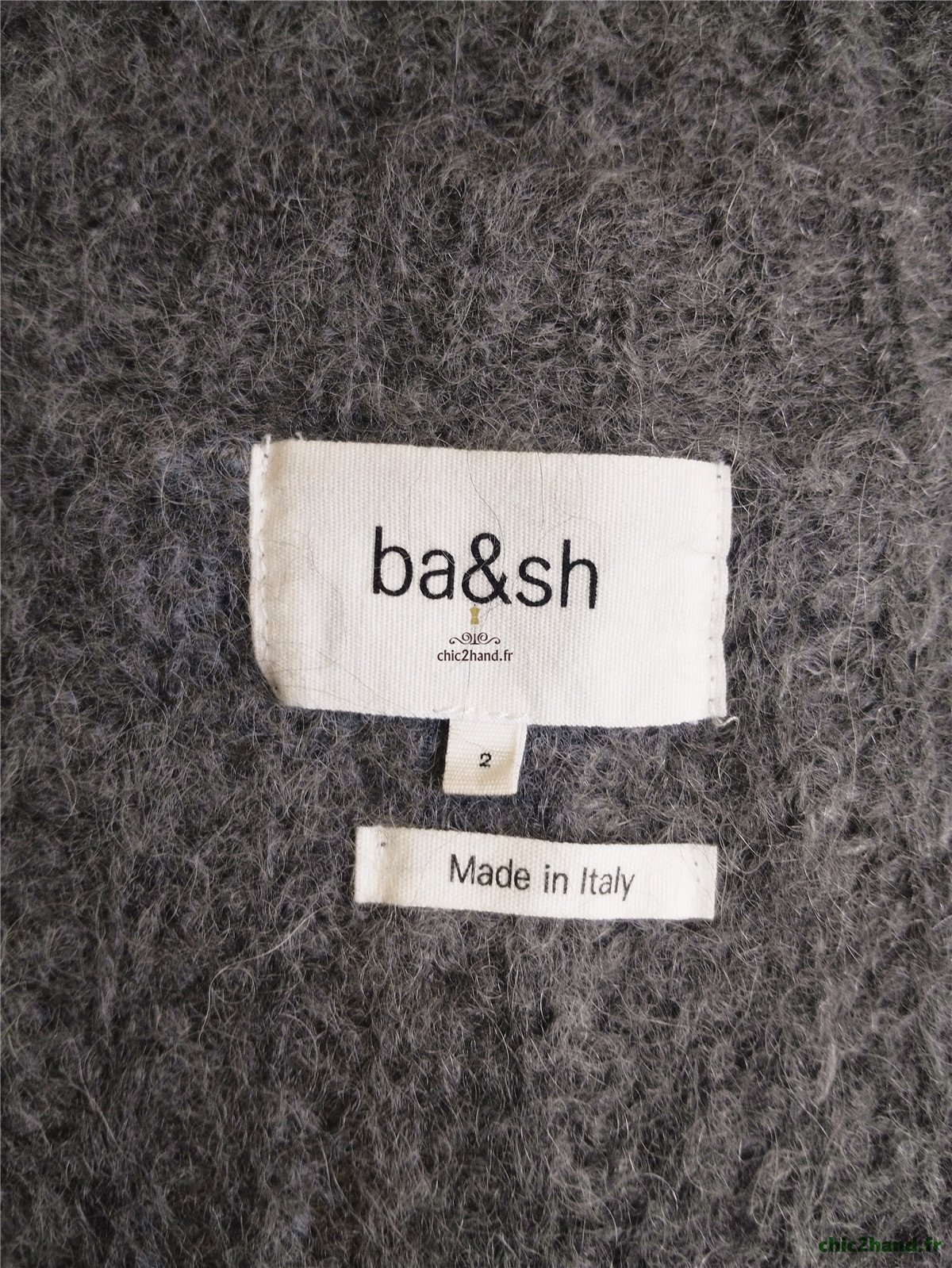 Gilet cardigan oversize épais doudou manches ballon alpaga mohair Ba&sh T2 gris foncé NEUF – Image 14