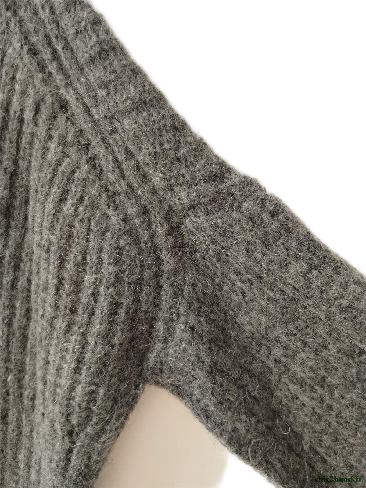 Gilet cardigan oversize épais doudou manches ballon alpaga mohair Ba&sh T2 gris foncé NEUF – Image 5
