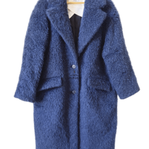 Manteau oversize doudou laine alpaga mohair Ba&sh Adel bleu marine T1 Neuf