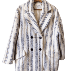 Manteau oversize doudou laine alpaga Ba&sh Fill blanc rayures T0 Excellent état