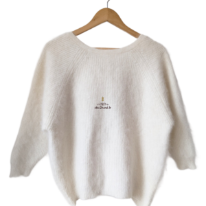 Pull Barmy dos décolleté épais doudou Ba&sh T0 blanc crème neuf