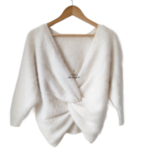 Pull Barmy dos décolleté épais doudou Ba&sh T2 blanc crème neuf