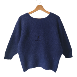 Pull Barmy dos décolleté épais doudou Ba&sh T1 bleu marine TBE