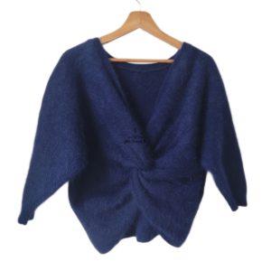 Pull Barmy dos décolleté épais doudou Ba&sh T1 bleu marine TBE