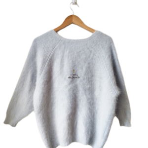 Pull Barmy dos décolleté épais doudou Ba&sh T0 bleu ciel NEUF