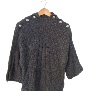 Pull épais doudou manches 3/4 54% laine mohair Ba&sh T0 gris anthracite TBE