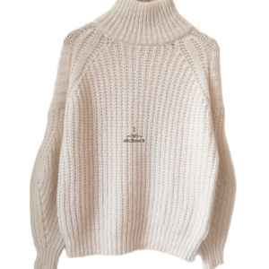 Pull oversize épais doudou col montant alpaga mohair Ba&sh Buff T1 blanc NEUF