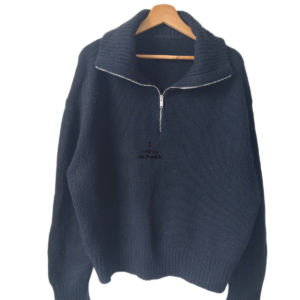 Pull oversize épais doudou col zippé cachemire Ba&sh Caissa T2 noir TBE