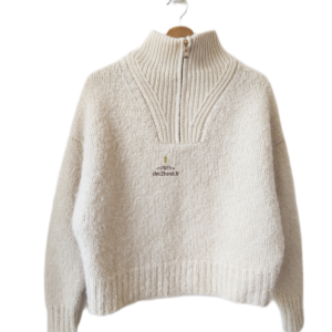 Pull oversize épais doudou col zippé alpaga Ba&sh Call blanc écru T1 NEUF
