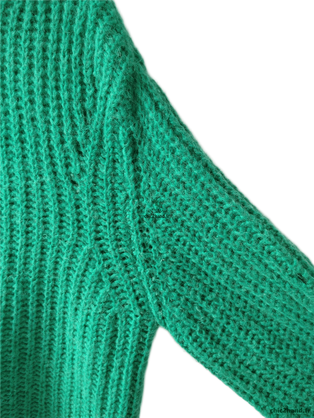 Pull oversize épais doudou col montant alpaga mohair Ba&sh Emer T1 vert émeraude NEUF – Image 6