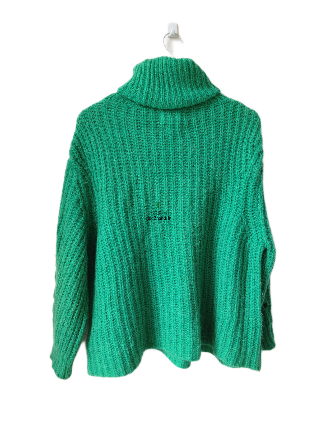 Pull oversize épais doudou col montant alpaga mohair Ba&sh Emer T1 vert émeraude NEUF – Image 7