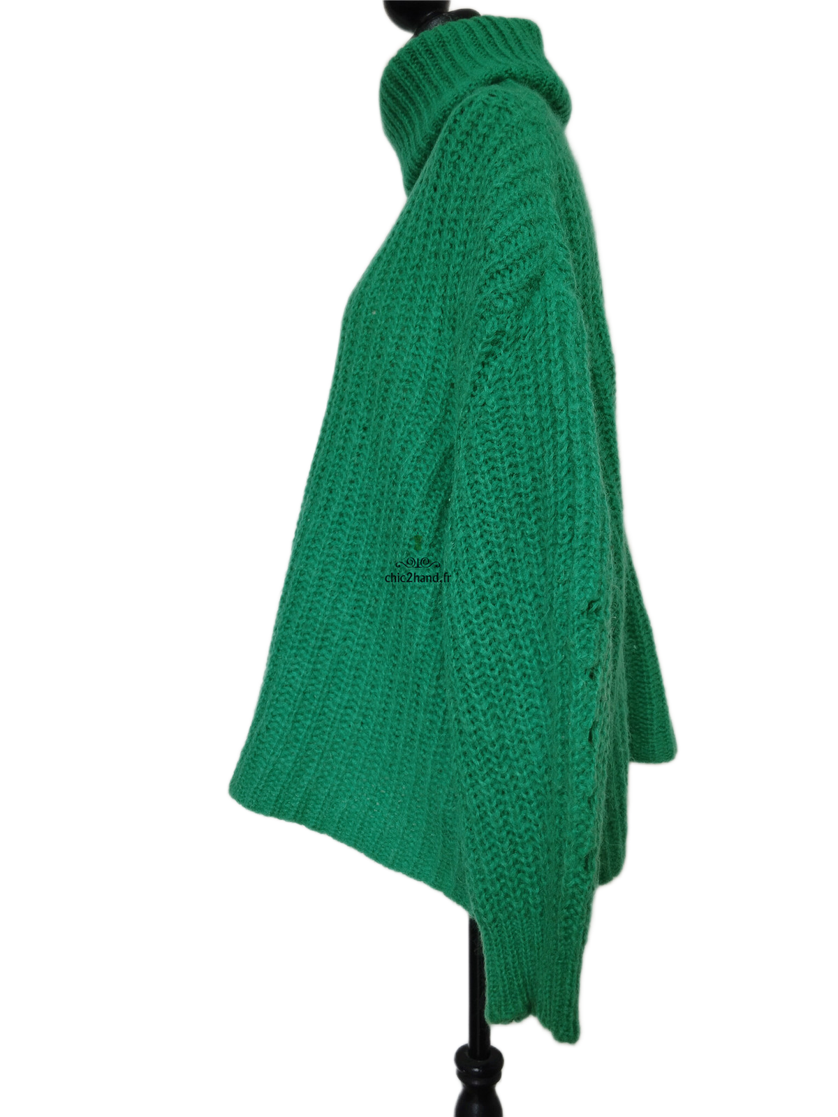 Pull oversize épais doudou col montant alpaga mohair Ba&sh Emer T1 vert émeraude NEUF – Image 9