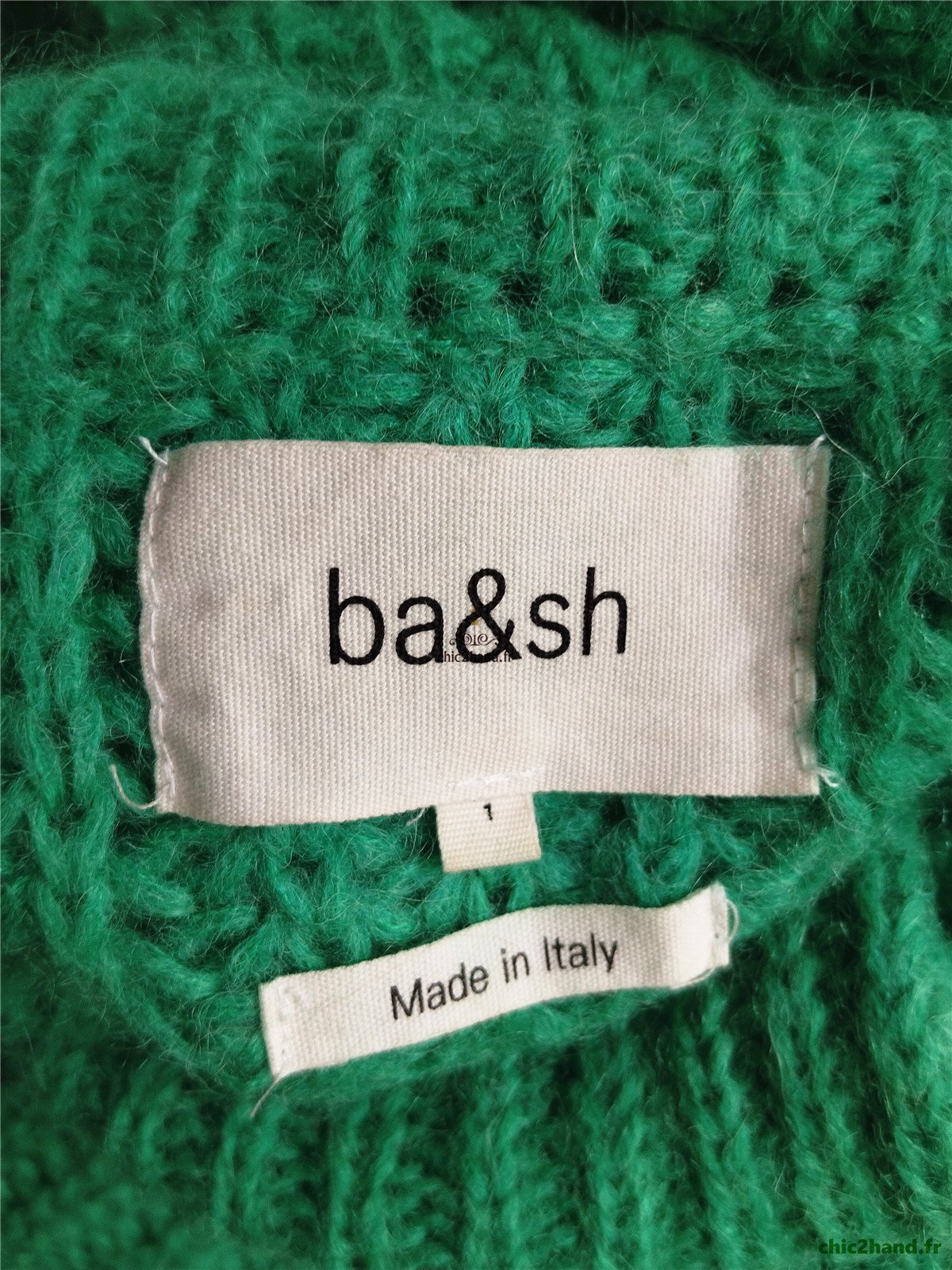 Pull oversize épais doudou col montant alpaga mohair Ba&sh Emer T1 vert émeraude NEUF – Image 14