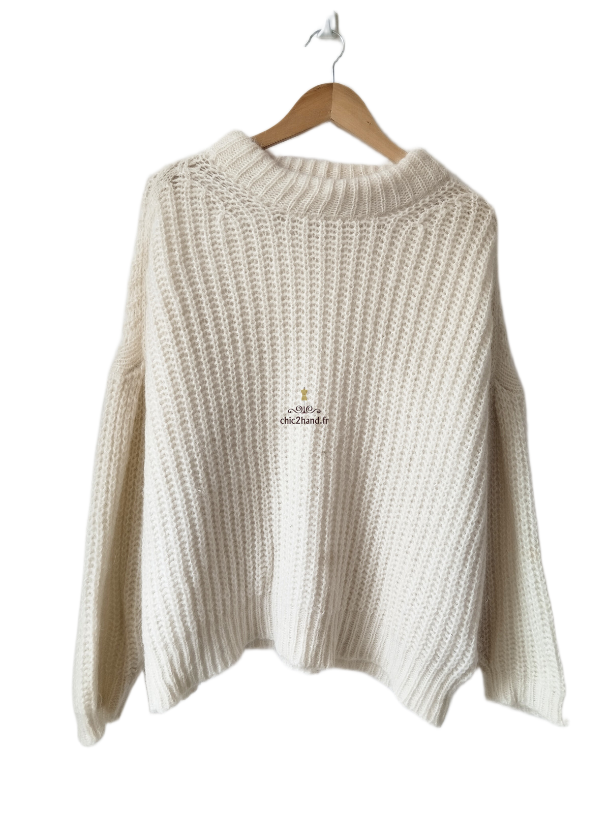 Pull oversize alpaga mohair ba&sh emma blanc écru T2 NEUF