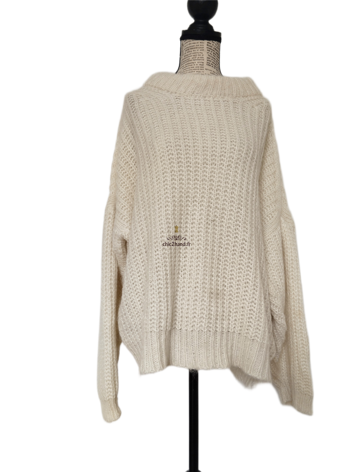 Pull oversize alpaga mohair ba&sh emma blanc écru T2 NEUF – Image 10