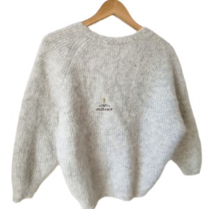Pull FILL dos décolleté épais doudou Ba&sh T0 gris clair Neuf
