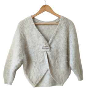 Pull FILL dos décolleté épais doudou Ba&sh T0 gris clair Excellent état