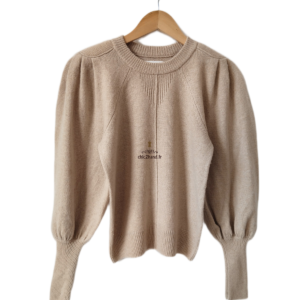 Pull épais doudou manches ballon 100% laine Ba&sh T0 beige TBE