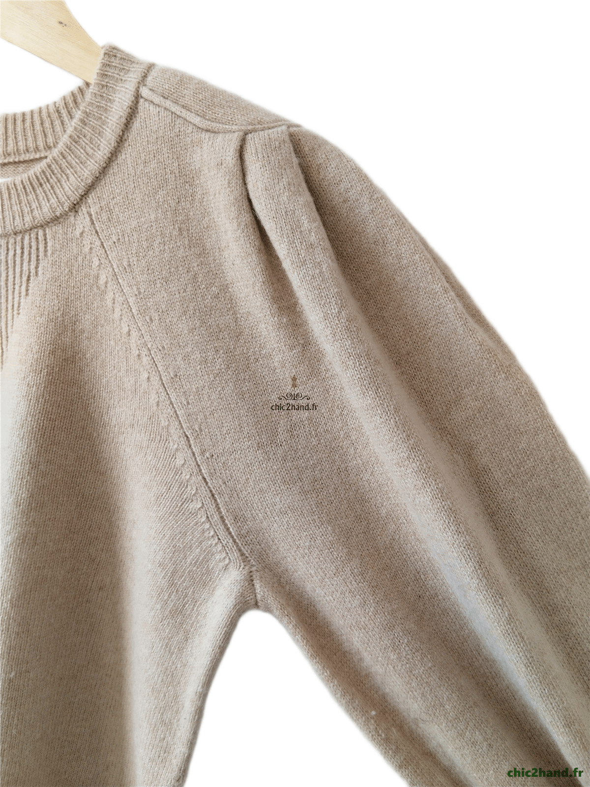 Pull épais doudou manches ballon 100% laine Ba&sh T0 beige TBE – Image 4