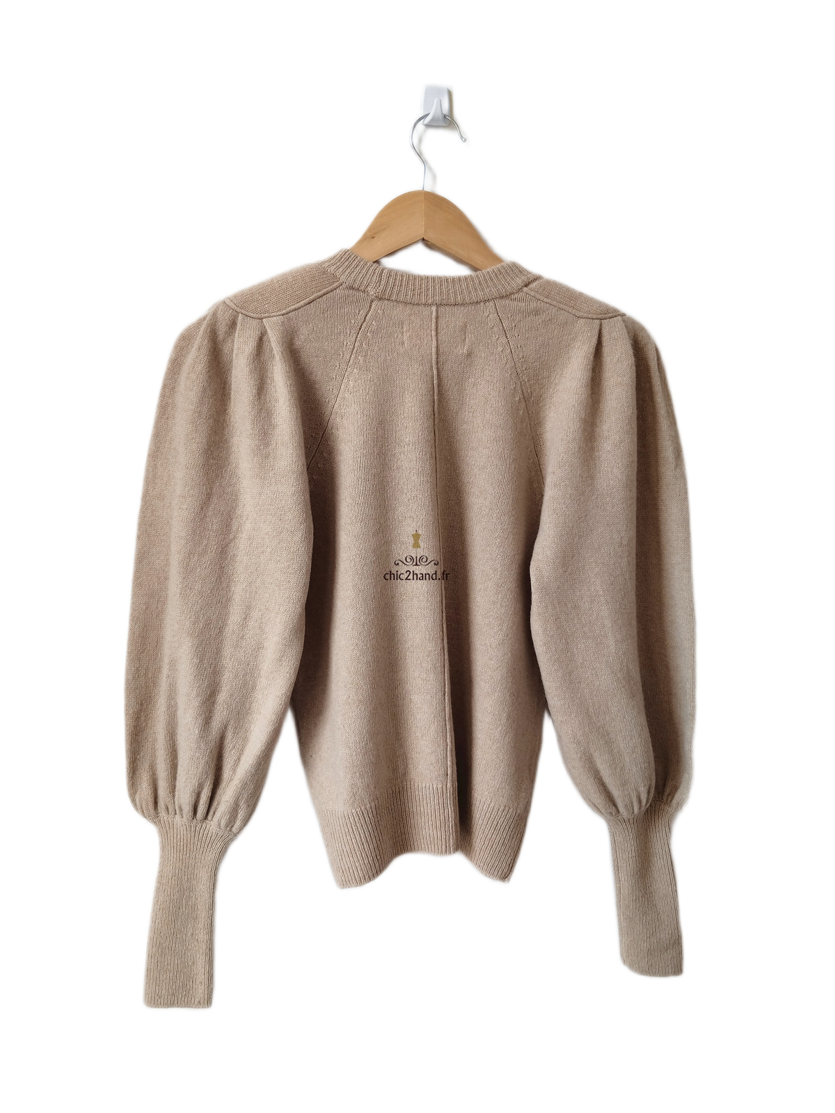 Pull épais doudou manches ballon 100% laine Ba&sh T0 beige TBE – Image 5