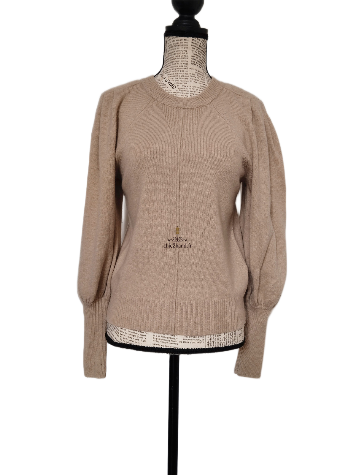 Pull épais doudou manches ballon 100% laine Ba&sh T0 beige TBE – Image 6