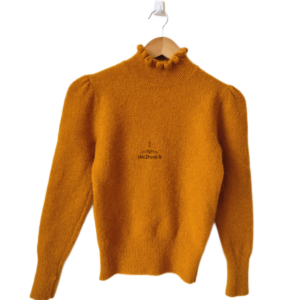 Pull épais doudou col montant alpaga laine Ba&sh Peta T0 moutarde doré NEUF