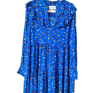 Robe légère col V avec doublure ba&sh liv T2 bleu azur imprimé fleuri NEUF