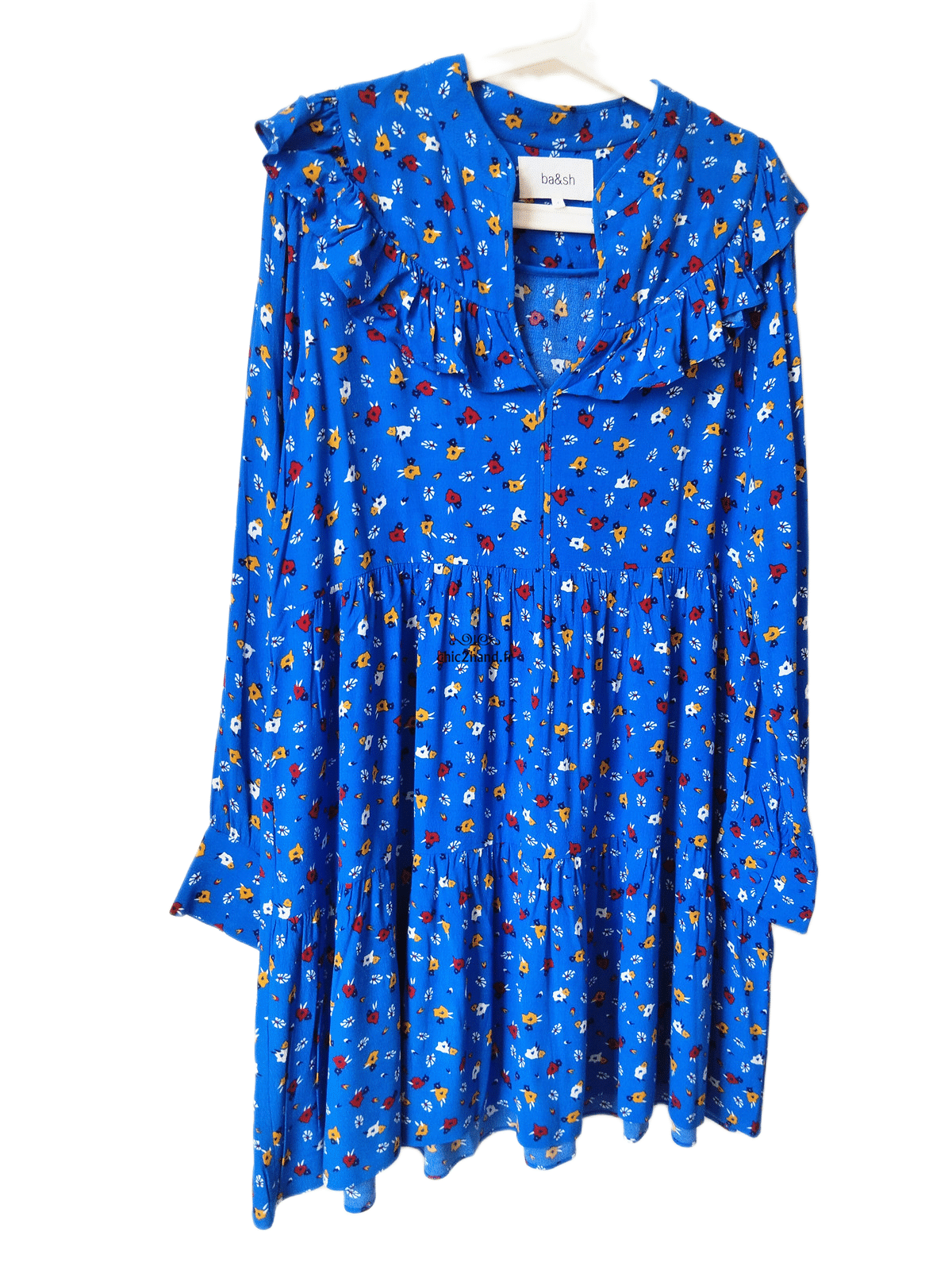 Robe légère col V avec doublure ba&sh liv T2 bleu azur imprimé fleuri NEUF – Image 8