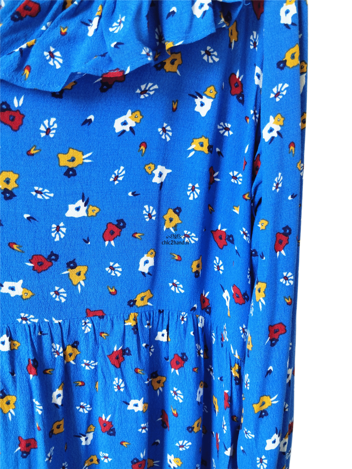 Robe légère col V avec doublure ba&sh liv T2 bleu azur imprimé fleuri NEUF – Image 2