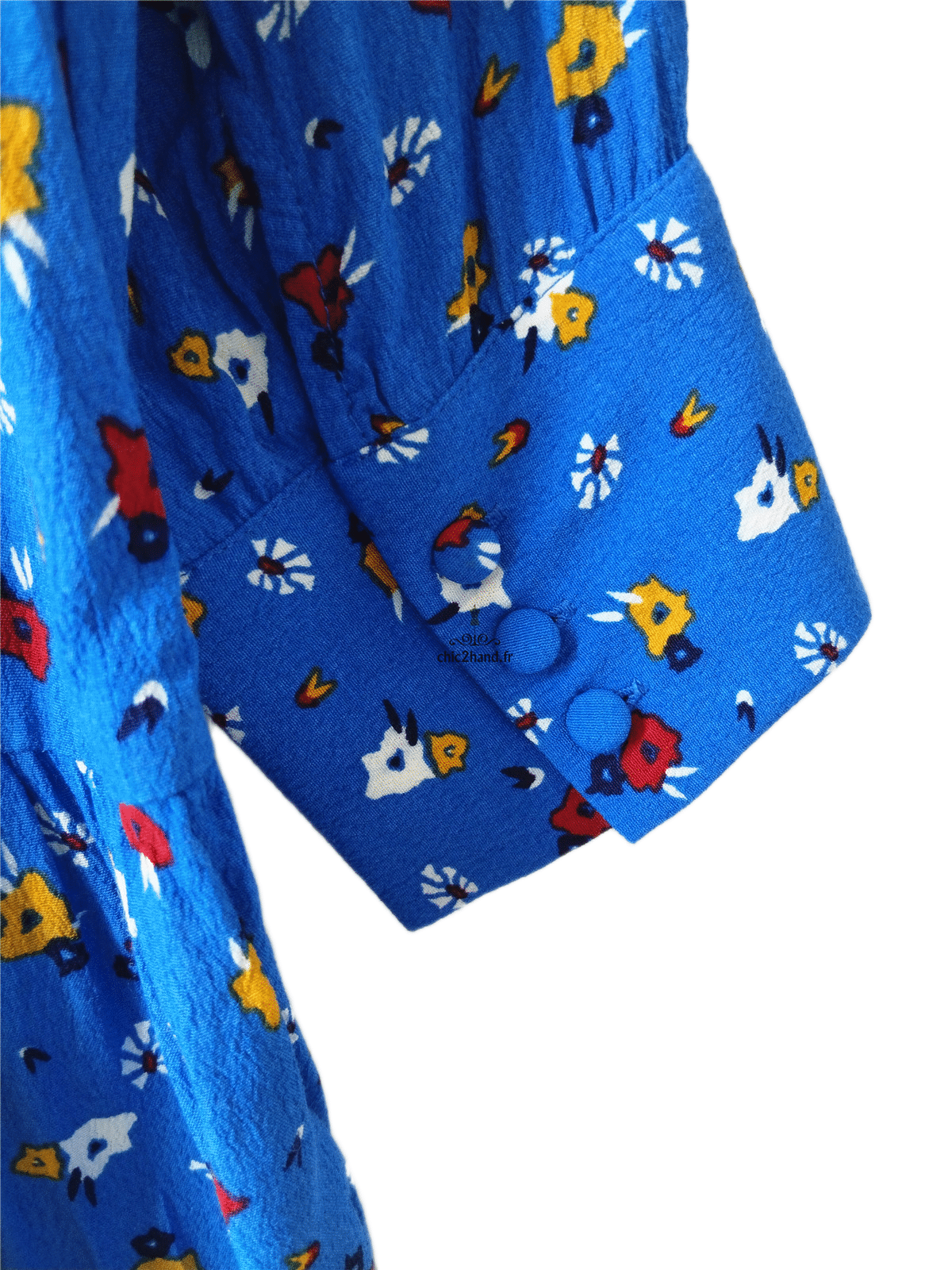 Robe légère col V avec doublure ba&sh liv T2 bleu azur imprimé fleuri NEUF – Image 4