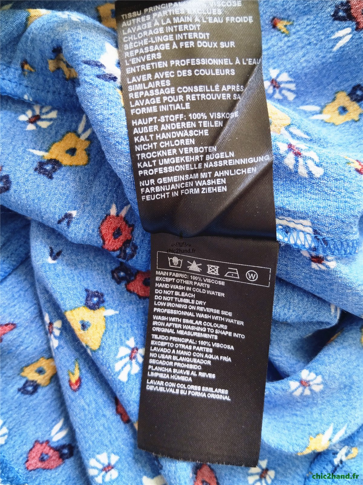 Robe légère col V avec doublure ba&sh liv T2 bleu azur imprimé fleuri NEUF – Image 12