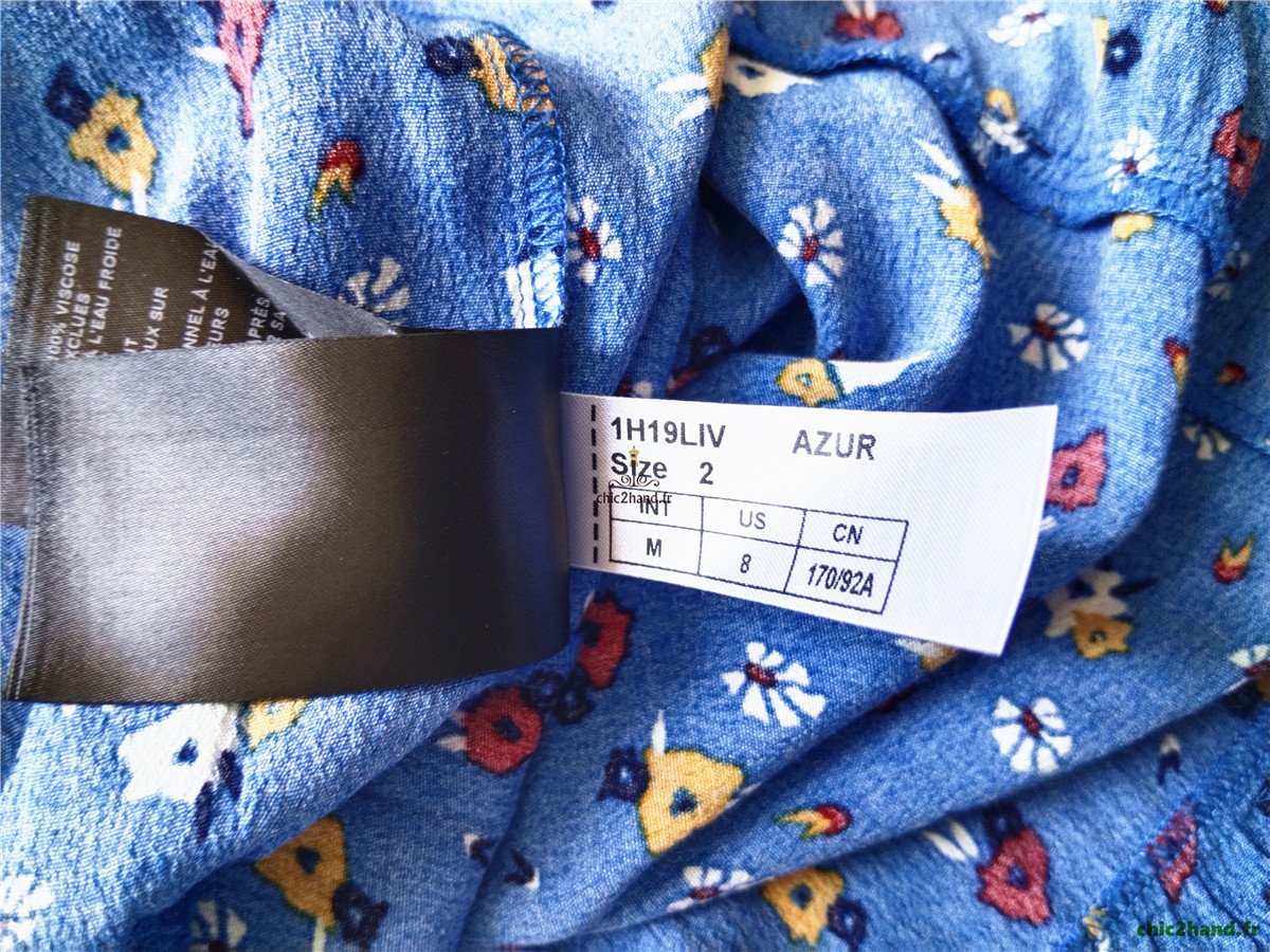 Robe légère col V avec doublure ba&sh liv T2 bleu azur imprimé fleuri NEUF – Image 11