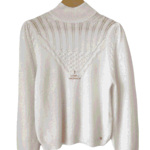 Pull ajouré doudou  col montant Des Petits Hauts Bisou kid mohair blanc T1 NEUF