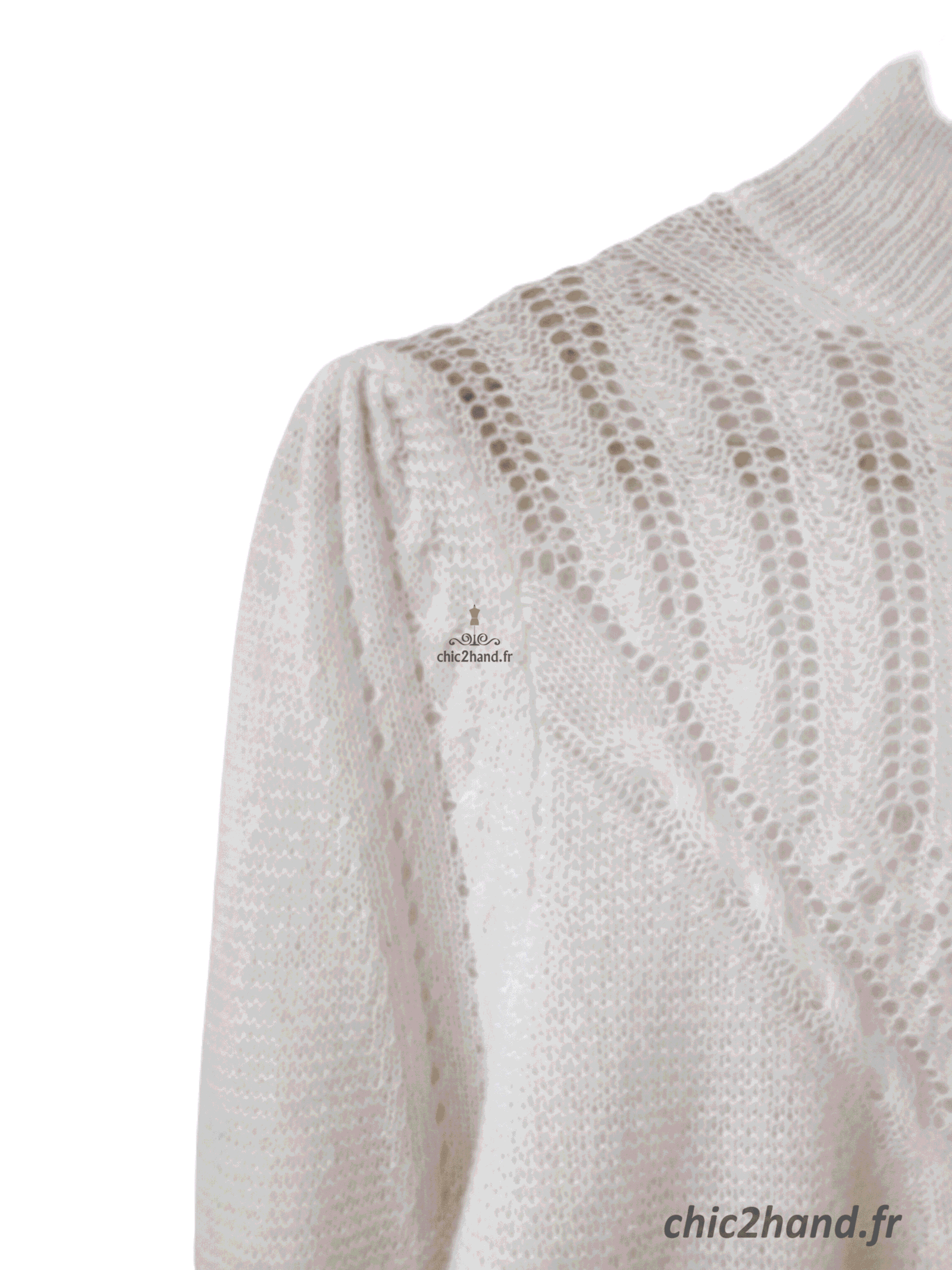 Pull ajouré doudou col montant Des Petits Hauts Bisou kid mohair blanc T1 NEUF – Image 5