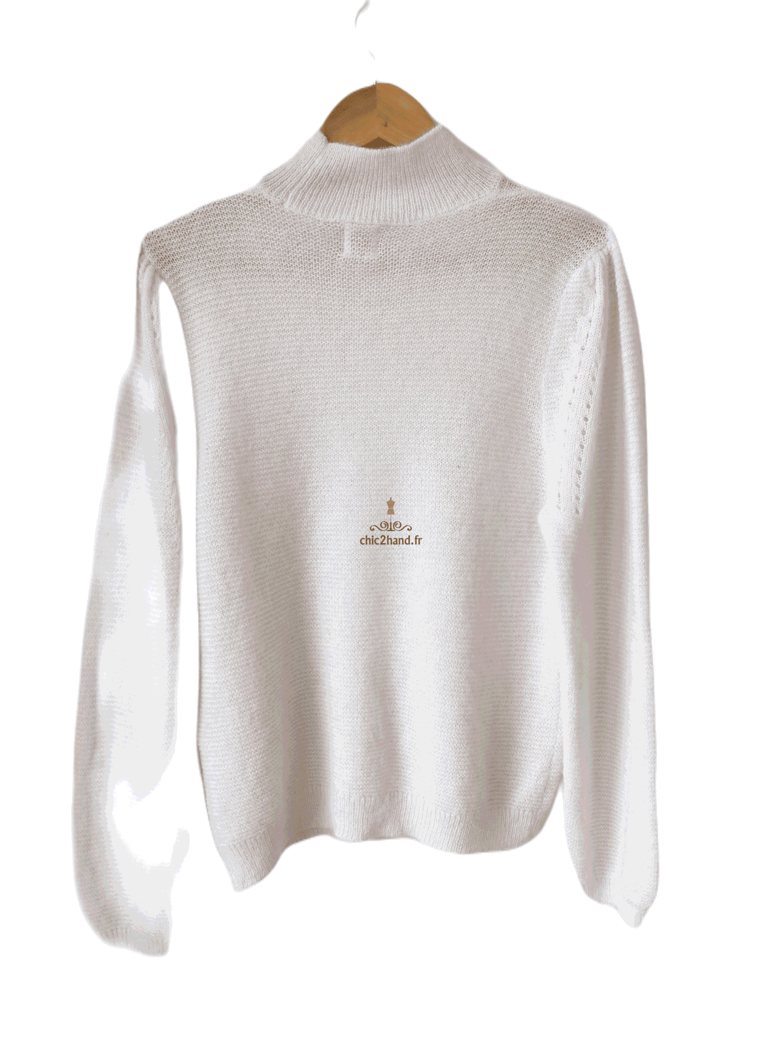 Pull ajouré doudou col montant Des Petits Hauts Bisou kid mohair blanc T1 NEUF – Image 8