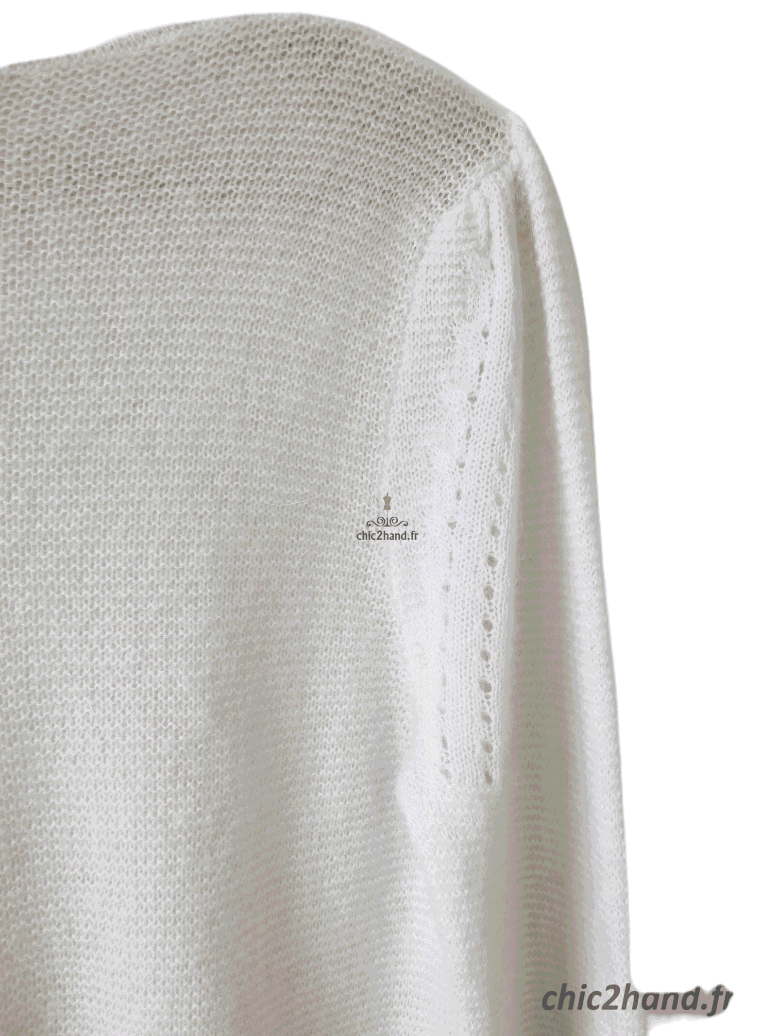 Pull ajouré doudou col montant Des Petits Hauts Bisou kid mohair blanc T1 NEUF – Image 9