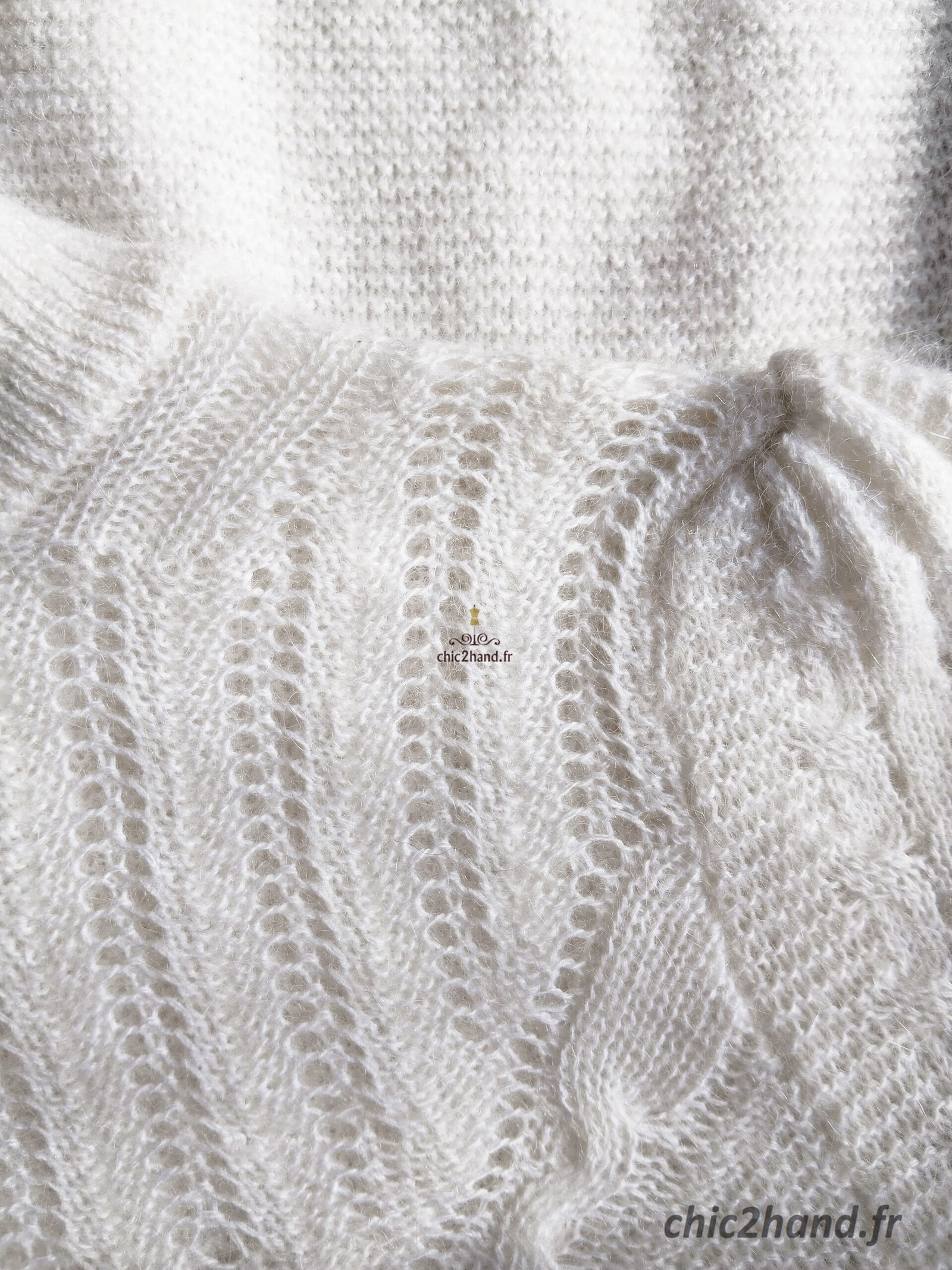Pull ajouré doudou col montant Des Petits Hauts Bisou kid mohair blanc T1 NEUF – Image 3