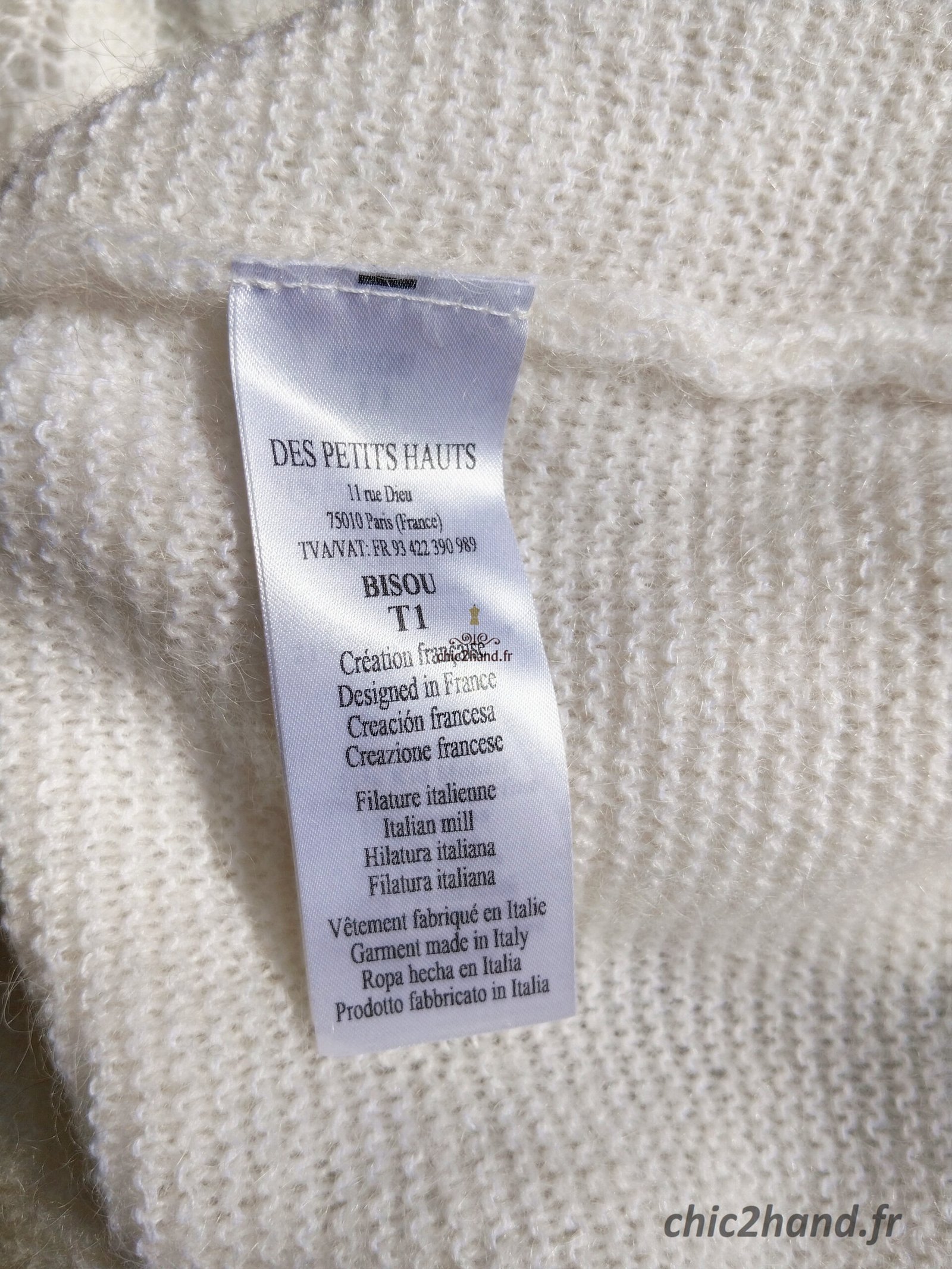Pull ajouré doudou col montant Des Petits Hauts Bisou kid mohair blanc T1 NEUF – Image 11