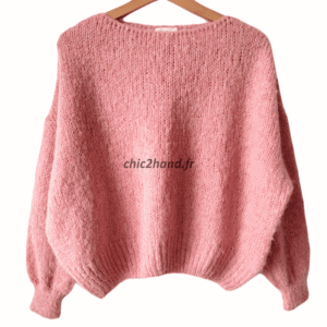Pull oversize laine mohair American Vintage rose xs s BOO270 boolder neuf