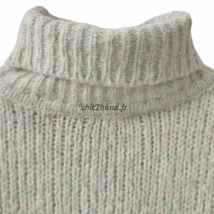 Pull oversize col roulé laine alpaga American Vintage vert clair XS S BOO270o boolder NEUF