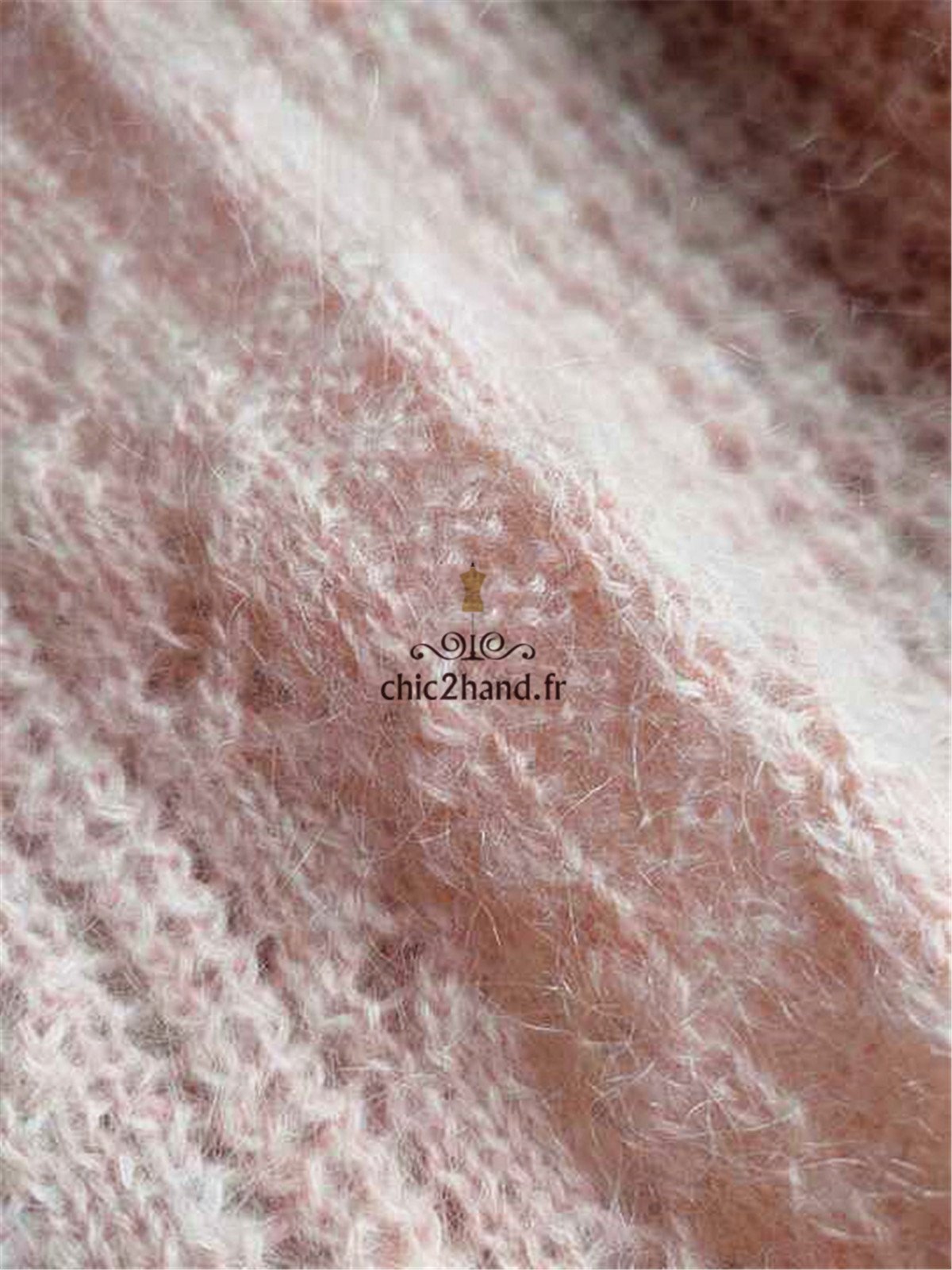 Pull doudou ajouré Des Petits Hauts borabora 60% laine kid mohair rose clair T1 Neuf – Image 5