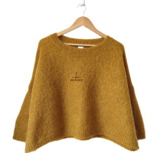 Pull oversize doudou Des Petits Hauts brumille 82% kid mohair T0 ocre bronze doré Neuf