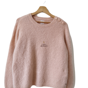 Pull oversize col bateau kid mohair Des Petits Hauts T1 rose poudré TBE Bukette