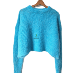 Pull oversize poilu doudou 78% alpaga American Vintage bym18c M bleu turquoise NEUF