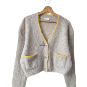 Gilet cardigan oversize poilu doudou 78% alpaga American Vintage bym19a XS S beige Neuf