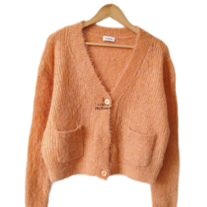 Gilet cardigan oversize poilu doudou 78% alpaga American Vintage bym19a XS S orange Excellent état
