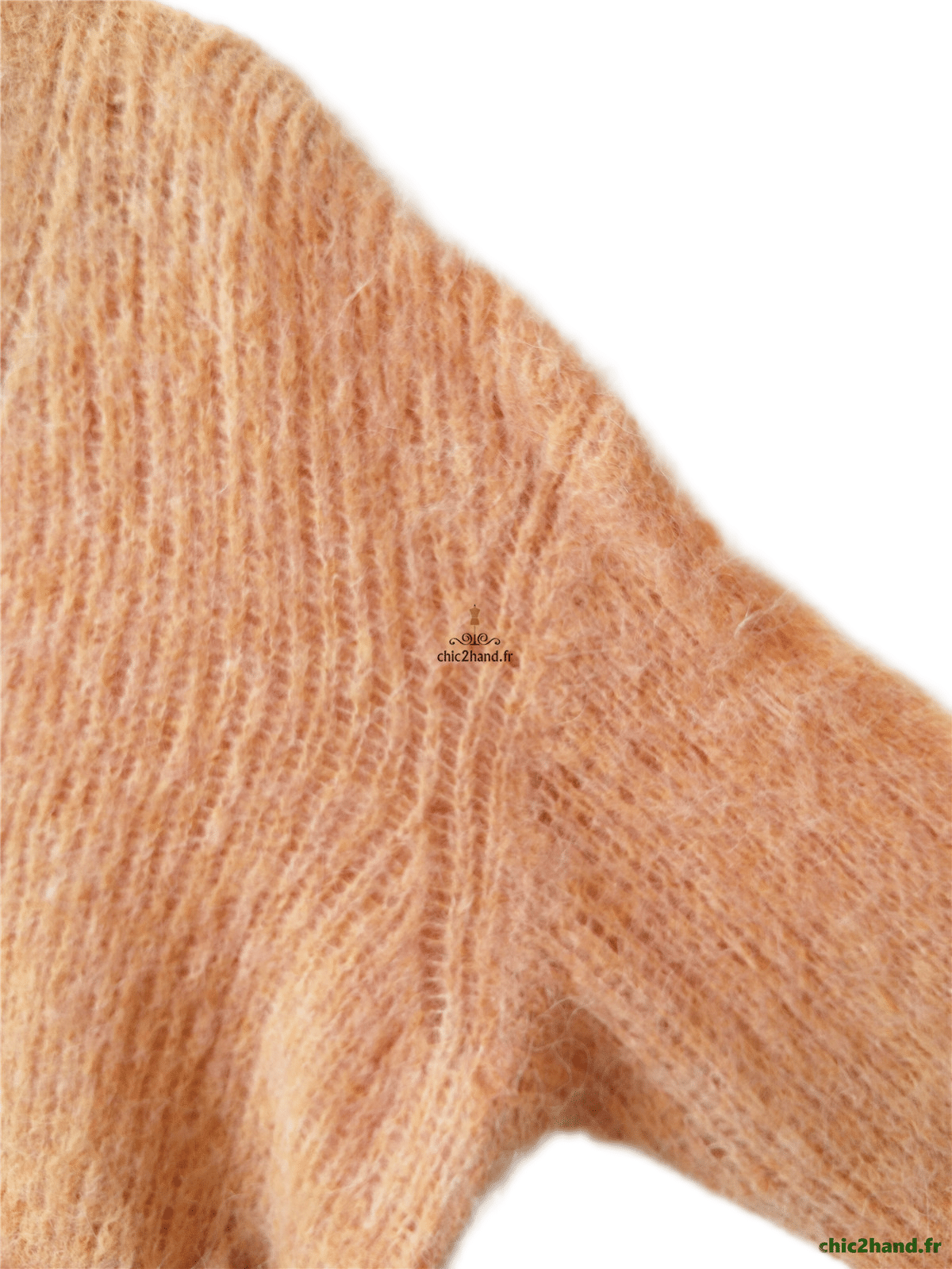 Gilet cardigan oversize poilu doudou 78% alpaga American Vintage bym19a XS S orange Excellent état – Image 5